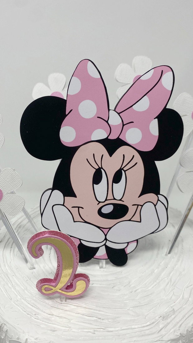 Toppere Minnie mouse roz decupate pe contur