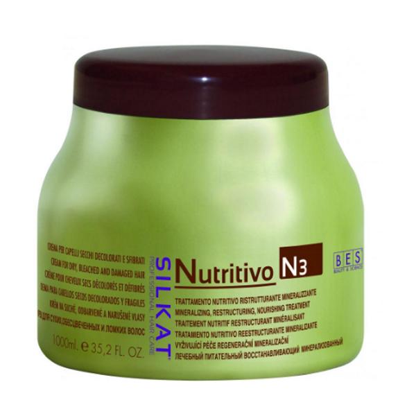 Masca Nutritiva pentru Par Degradat - Bes Silkat Nutritivo N3 Mineralizing, Restructuring, Nourishing Treatment, 1000 ml