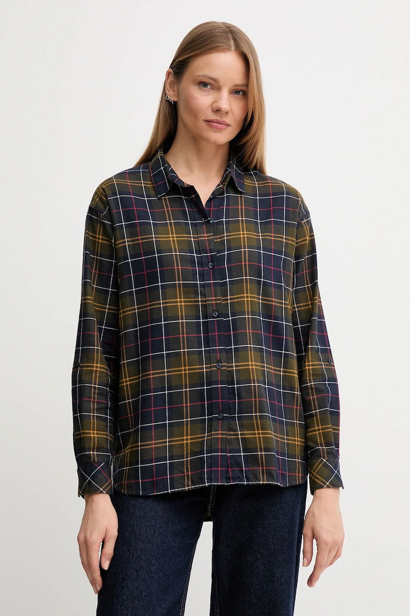 Barbour cămașă din bumbac ELISHAW culoarea bleumarin, cu guler clasic, relaxed, LSH1560