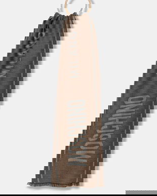 Moschino eșarfă de lână culoarea gri, cu imprimeu, M5791 50229