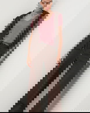 Medicine pantaloni de trening culoarea maro, lat, medium waist