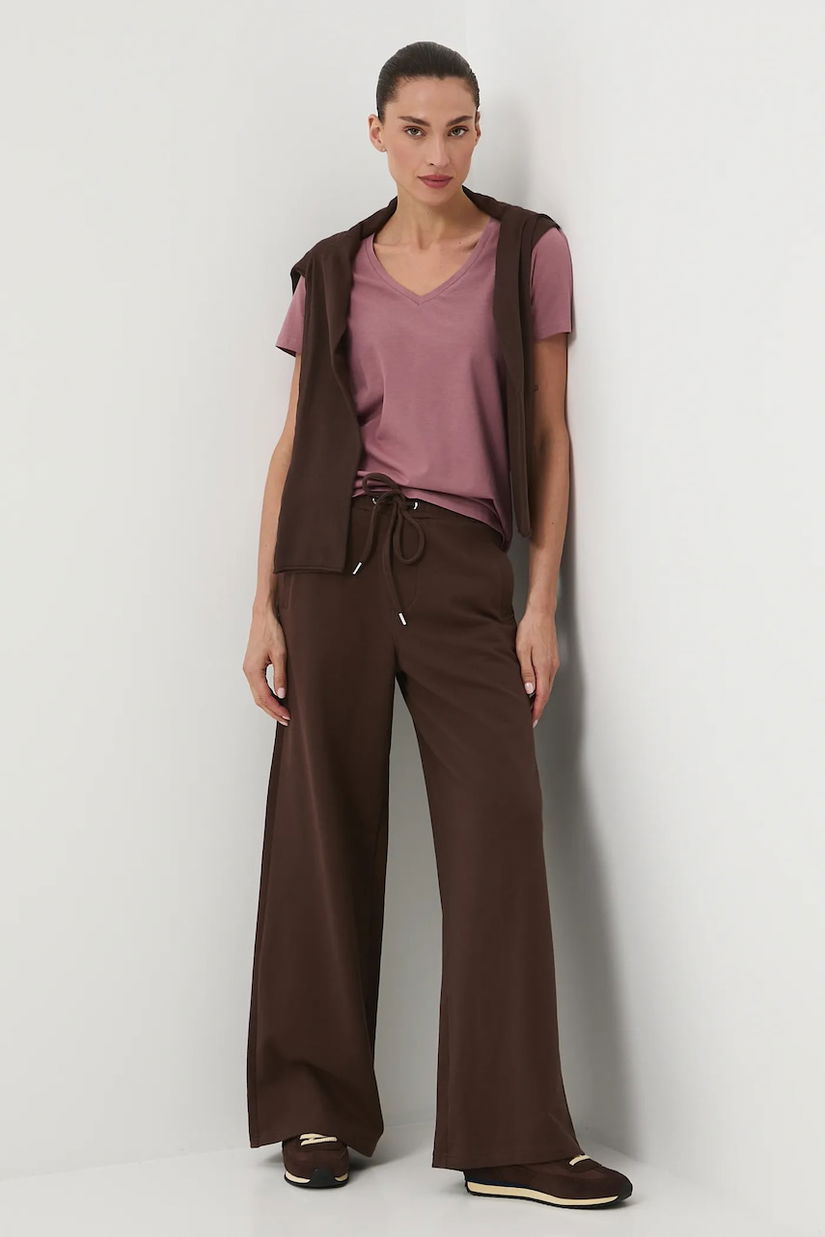 Medicine pantaloni de trening culoarea maro, lat, medium waist