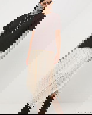 Medicine fustă culoarea bej, maxi, evazați