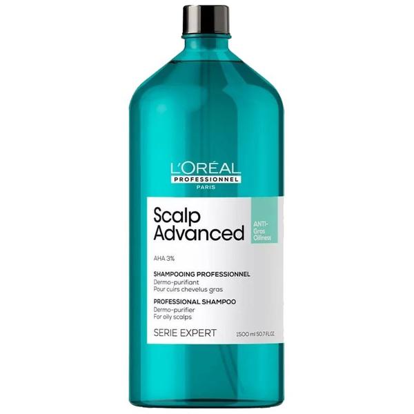 Sampon pentru Scalp Gras cu AHA 3% - L&#039;Oreal Professionnel Paris Scalp Advanced, 1500 ml