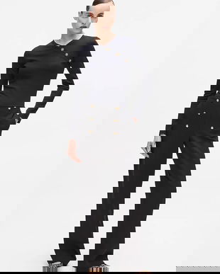 Karl Lagerfeld pantaloni culoarea negru, drept, high waist, A4W10110