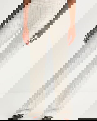 Morgan pantaloni din in culoarea bej, drept, high waist, PRIZ.F