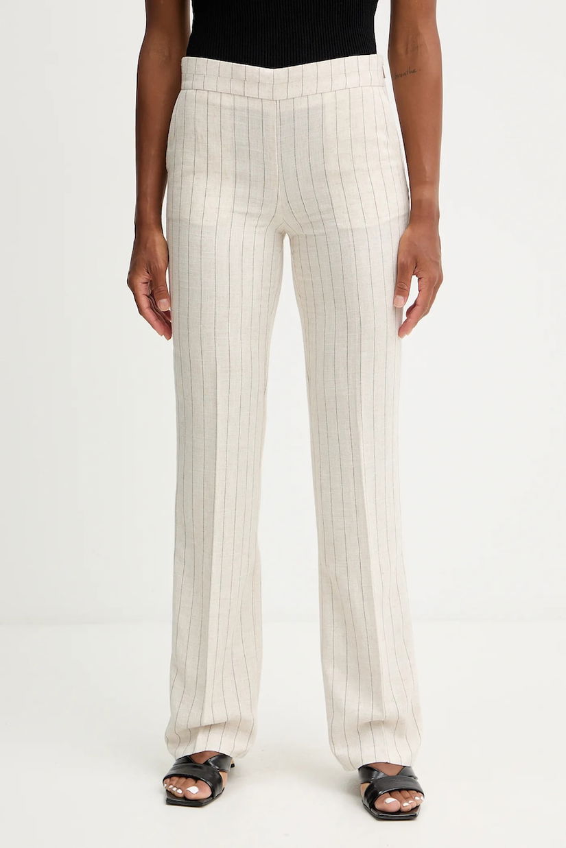 Morgan pantaloni din in culoarea bej, drept, high waist, PRIZ.F