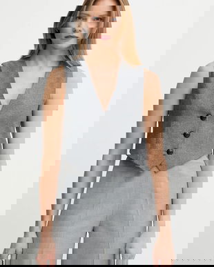 Gaudi vestă culoarea gri, un singur rând de nasturi, 521FD35017