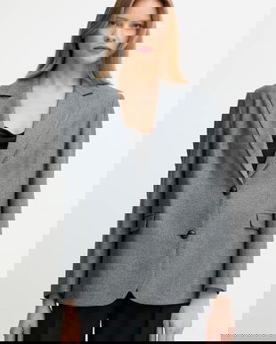 Gaudi sacou culoarea gri, un singur rând de nasturi, cu imprimeu, 521FD35016