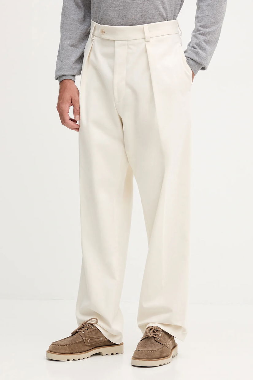 BOSS pantaloni de bumbac BECKHAM X BOSS culoarea bej, drept, 50554875