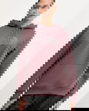 The North Face bluză Drew Peak culoarea bordo, cu glugă, cu imprimeu, NF0A89EHDUK1