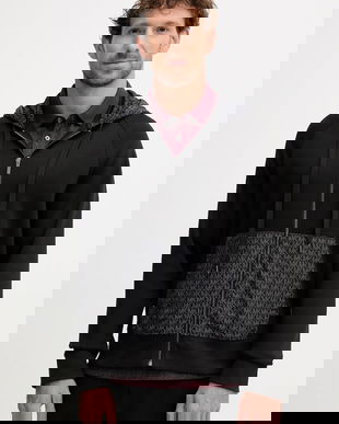 Michael Kors bluză culoarea negru, cu glugă, cu imprimeu, CF552Q55MF