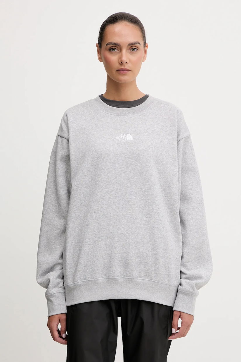 The North Face bluză Essential culoarea gri, melanj, NF0A89EPDYX1