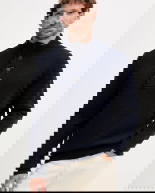 Barbour pulover de lână culoarea bleumarin, cu turtleneck, MKN0585