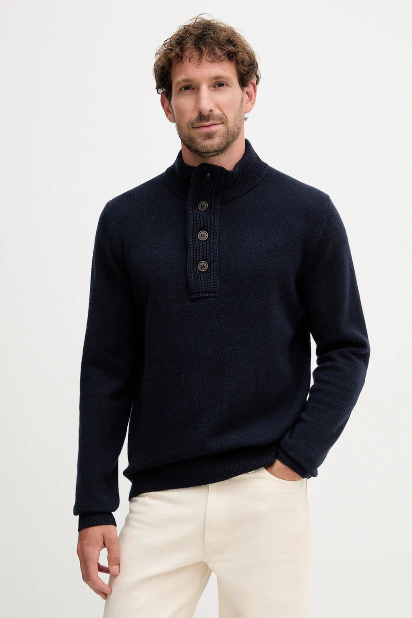 Barbour pulover de lână culoarea bleumarin, cu turtleneck, MKN0585