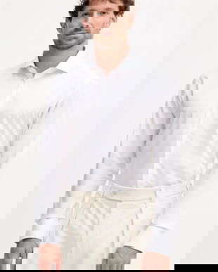 BOSS cămașă din bumbac culoarea alb, cu guler italian, slim, 50550925