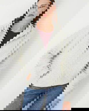 Medicine bluza culoarea bej, cu glugă, melanj