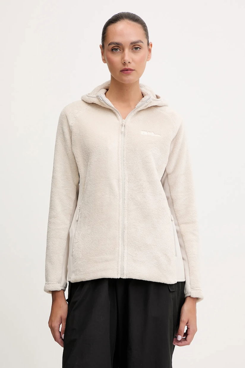 Jack Wolfskin hanorac Rotwand culoarea bej, cu glugă, uni, A61897