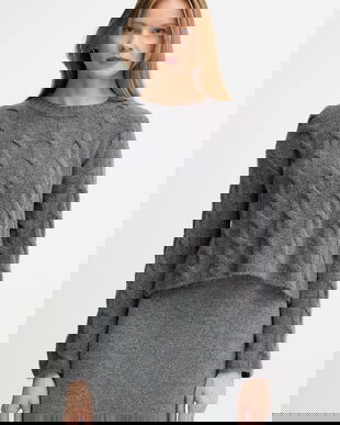 Sisley pulover din amestec de lana femei, culoarea gri