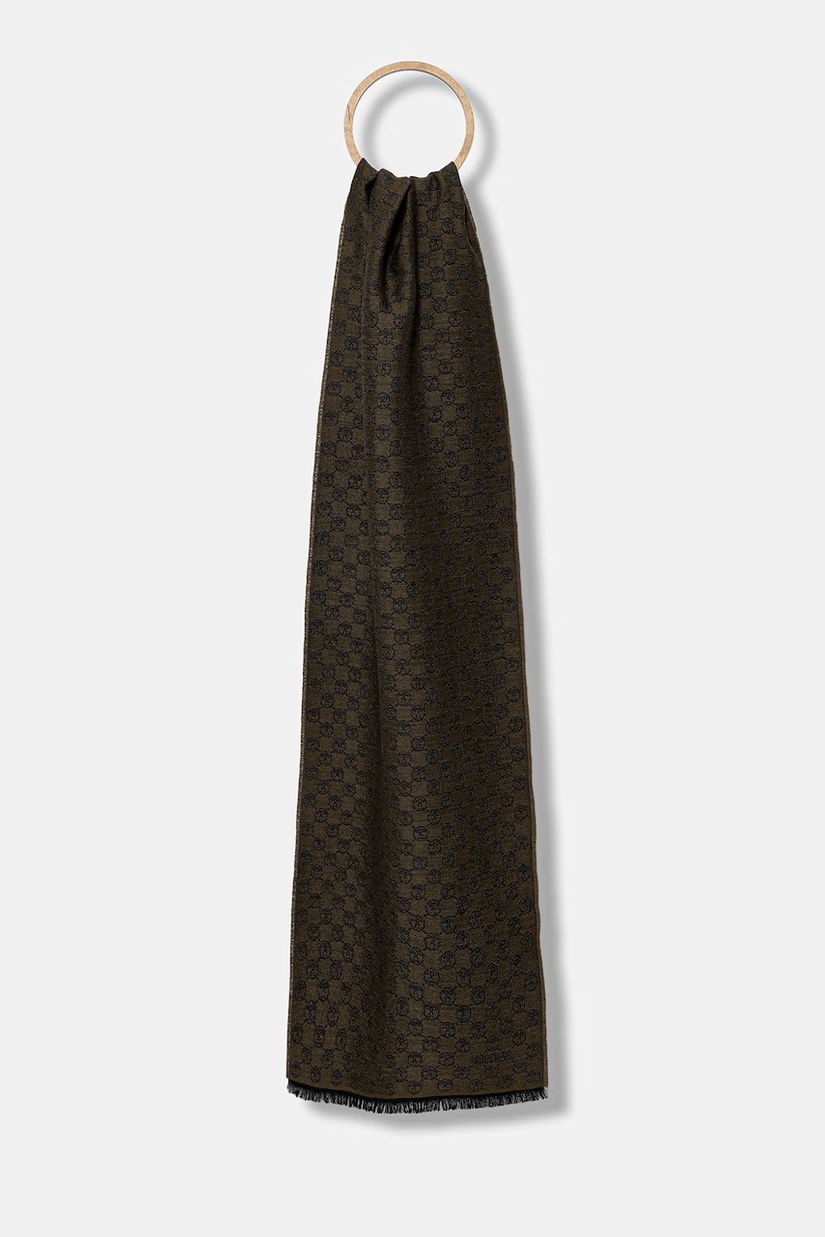 Moschino eșarfă de lână culoarea maro, cu imprimeu, M5131 50066