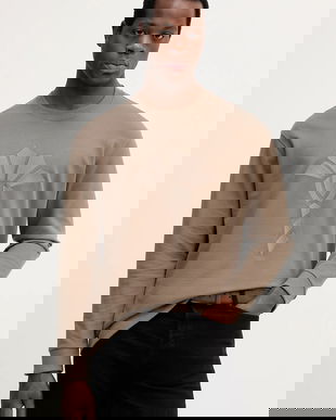 Joop! hanorac de bumbac culoarea maro, cu imprimeu, 30046988