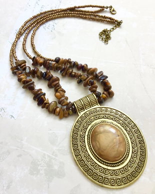 Colier vintage ochi de tigru
