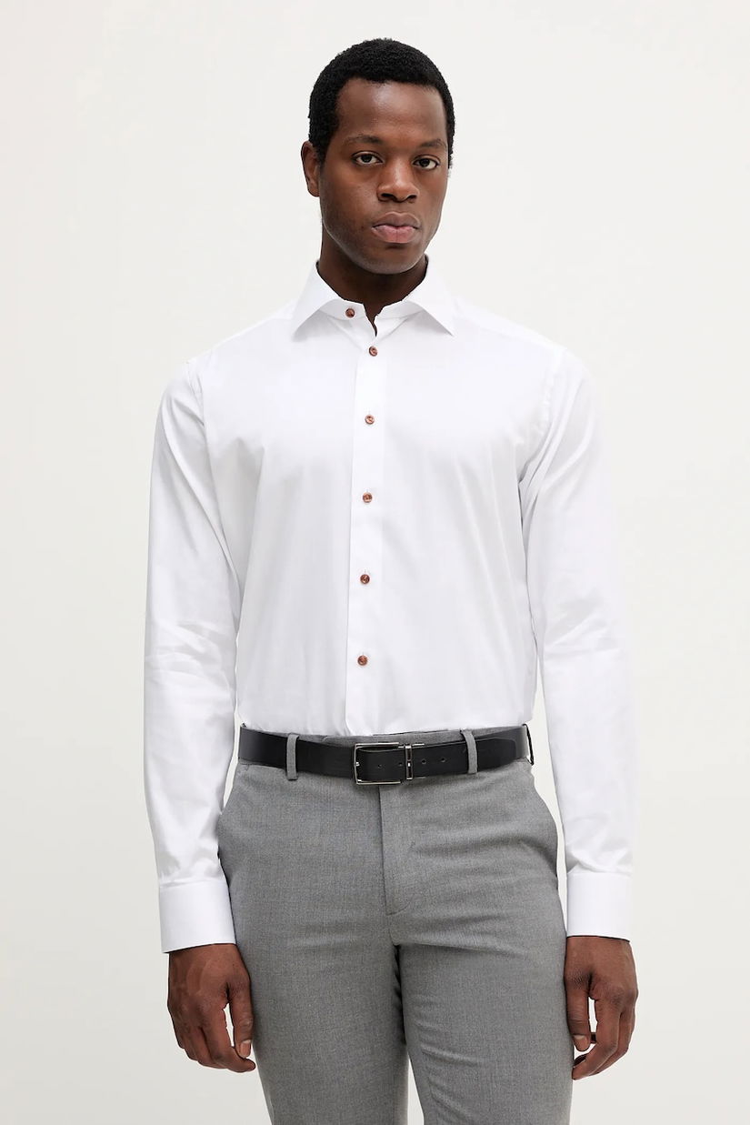 Eton cămașă din bumbac culoarea alb, cu guler clasic, slim, 100013892
