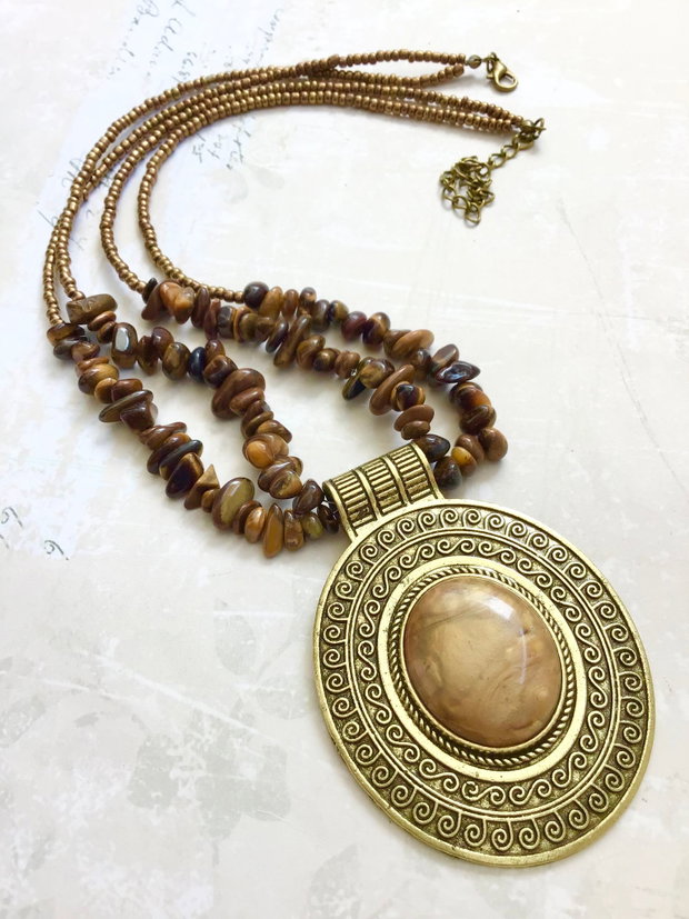 Colier vintage ochi de tigru
