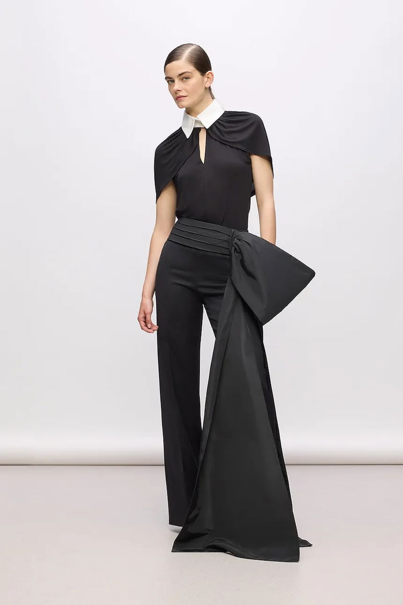 Karl Lagerfeld pantaloni culoarea negru, lat, high waist