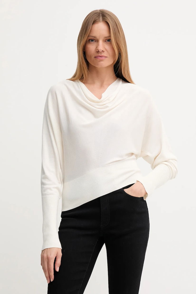 United Colors of Benetton pulover de mătase culoarea bej, light, 1ZRED10E8