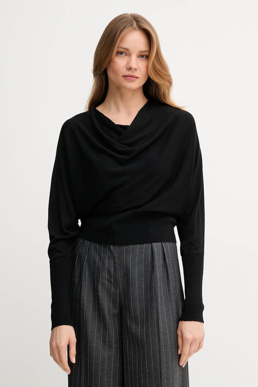 United Colors of Benetton pulover de mătase culoarea negru, light, 1ZRED10E8
