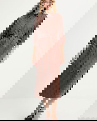 Answear.LAB rochie din bumbac culoarea maro, maxi, drept