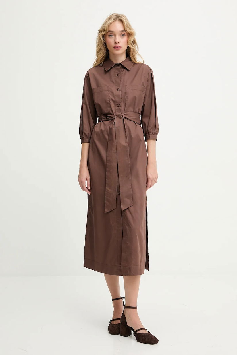 Answear.LAB rochie din bumbac culoarea maro, maxi, drept