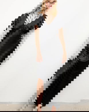 Answear.LAB rochie culoarea negru, maxi, evazati