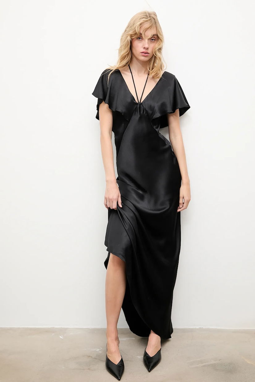 Answear.LAB rochie culoarea negru, maxi, evazati