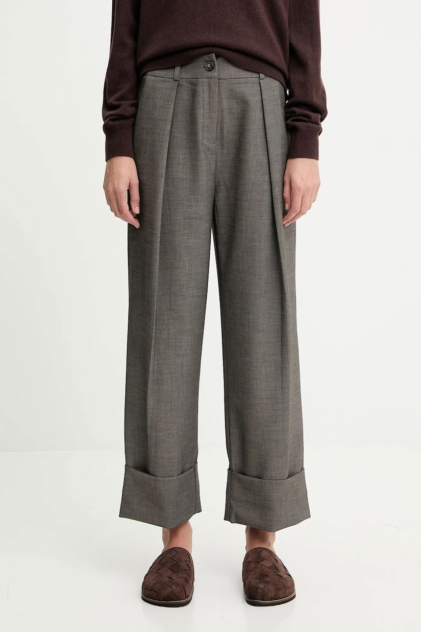 Answear.LAB pantaloni culoarea verde, drept, high waist