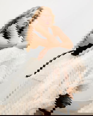 Answear.LAB fusta culoarea bej, maxi, evazati