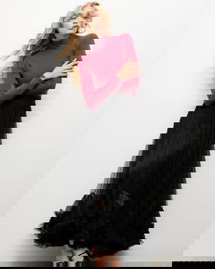 Answear.LAB fusta culoarea negru, maxi, evazati