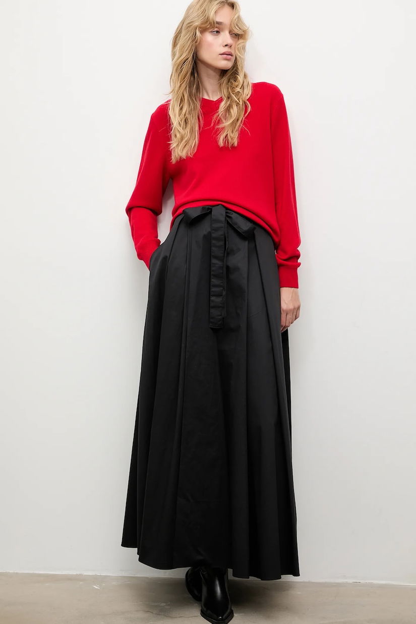 Answear.LAB fusta din bumbac culoarea negru, maxi, evazati