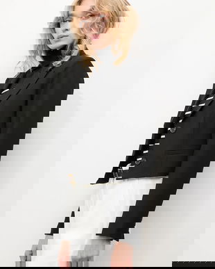 Answear.LAB sacou culoarea negru, un singur rand de nasturi, neted