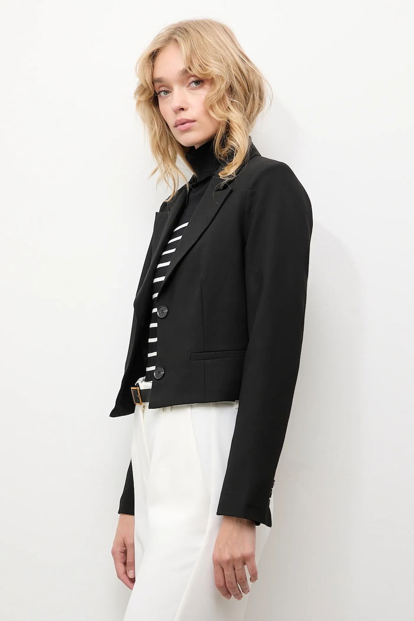 Answear.LAB sacou culoarea negru, un singur rand de nasturi, neted