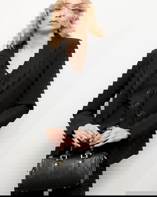 Answear.LAB sacou culoarea negru, un singur rand de nasturi, neted