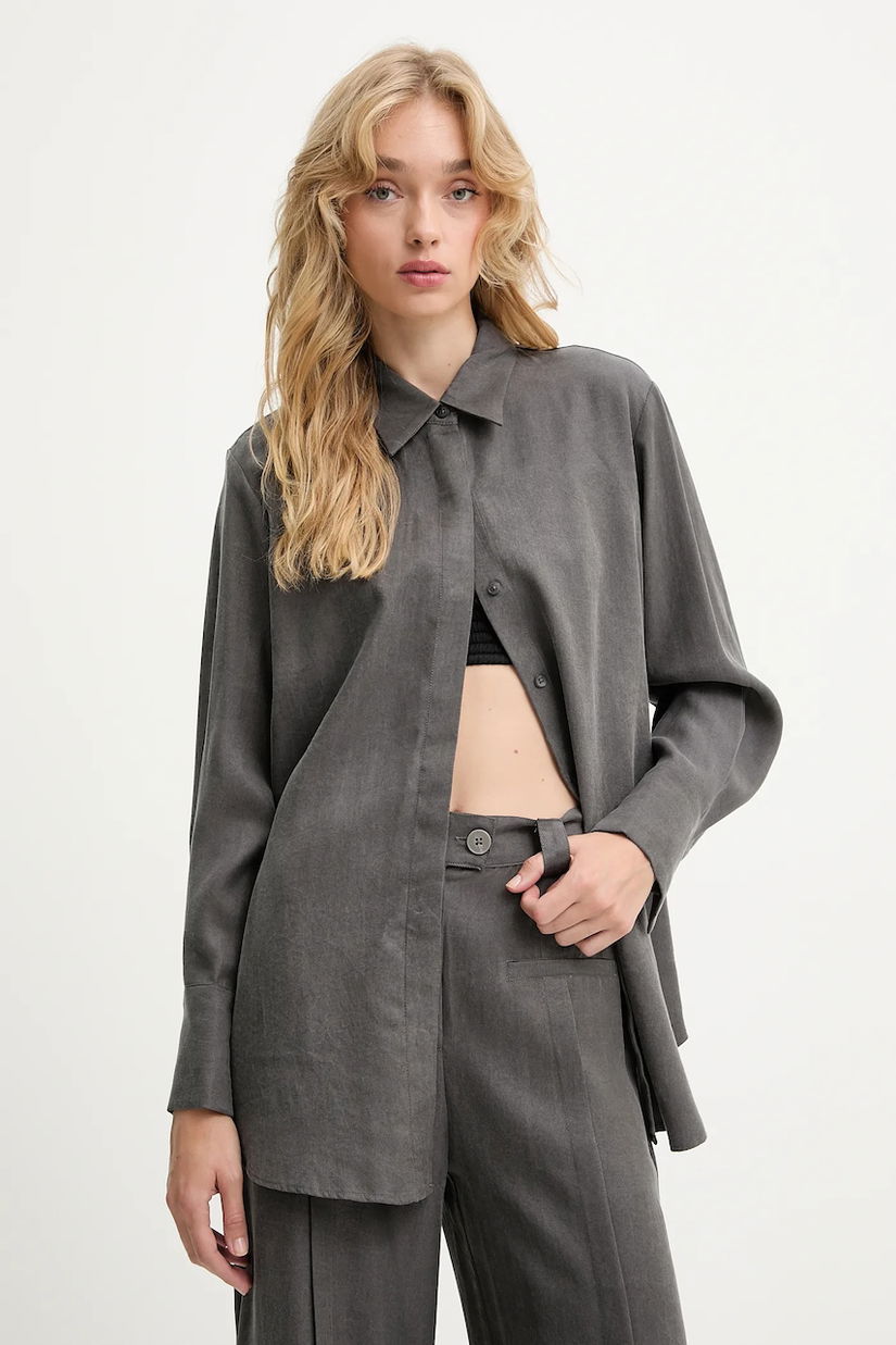 Answear.LAB camasa culoarea gri, cu guler clasic, relaxed