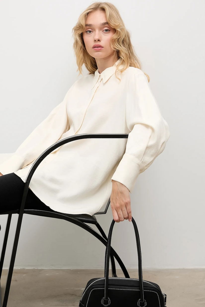 Answear.LAB camasa culoarea bej, cu guler clasic, relaxed