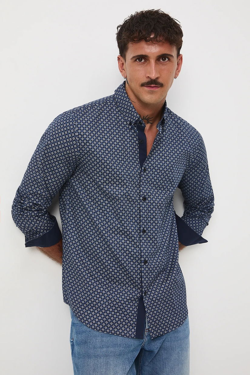 Medicine cămașă din bumbac cu guler button-down, regular