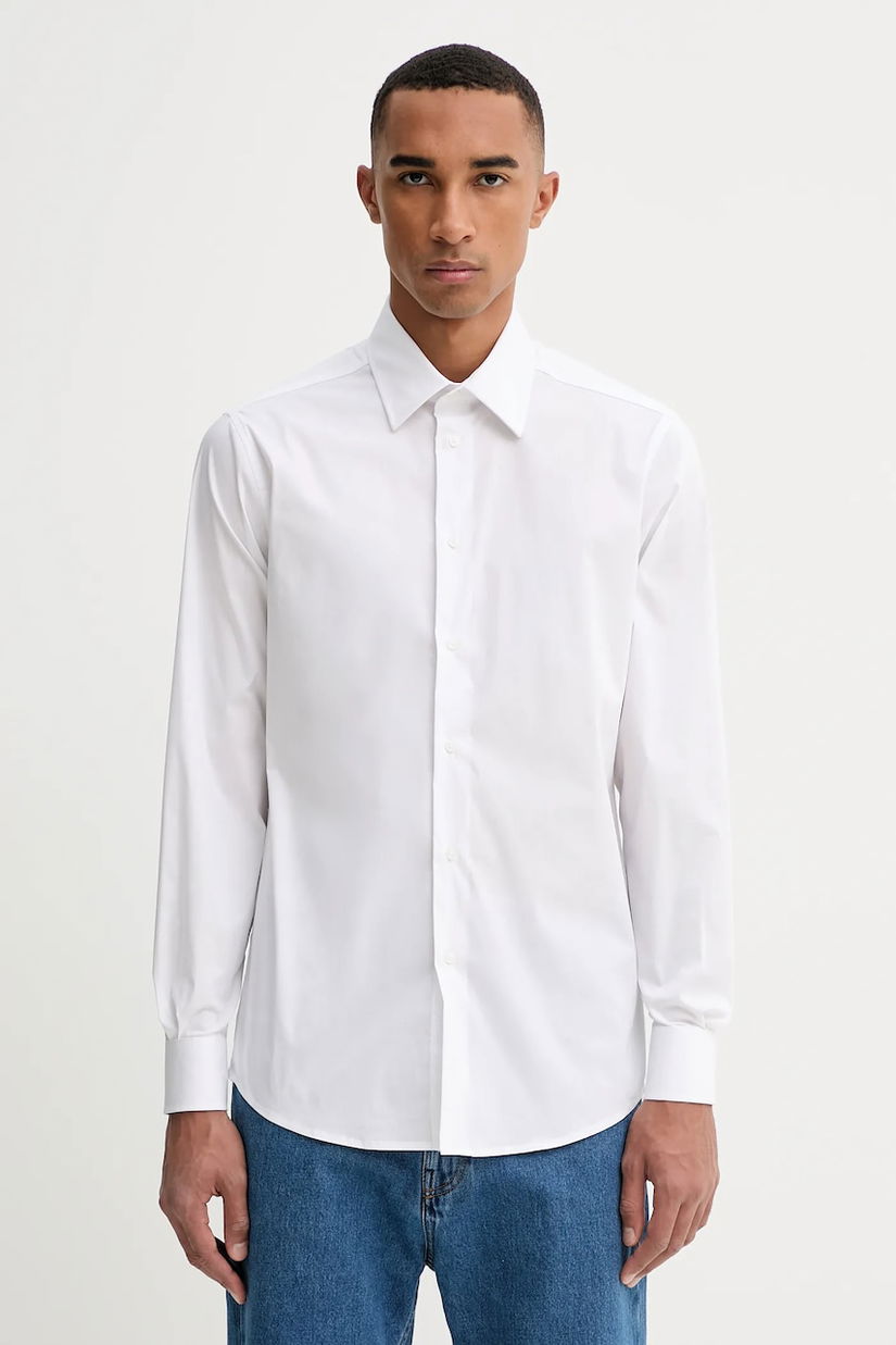 United Colors of Benetton cămașă culoarea alb, cu guler clasic, regular, 551MUQ049