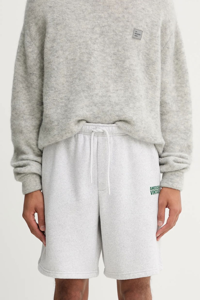American Vintage pantaloni scurti culoarea gri, melanj, MBAP09A