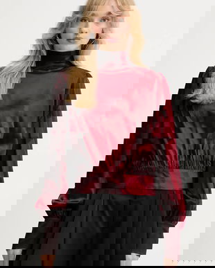 Gestuz bluză culoarea bordo, cu imprimeu, 10910632