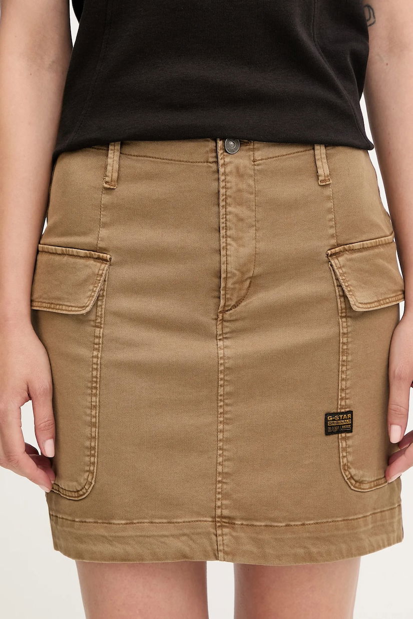 G-Star fustă jeans culoarea gri, mini, evazați, D25235-C106