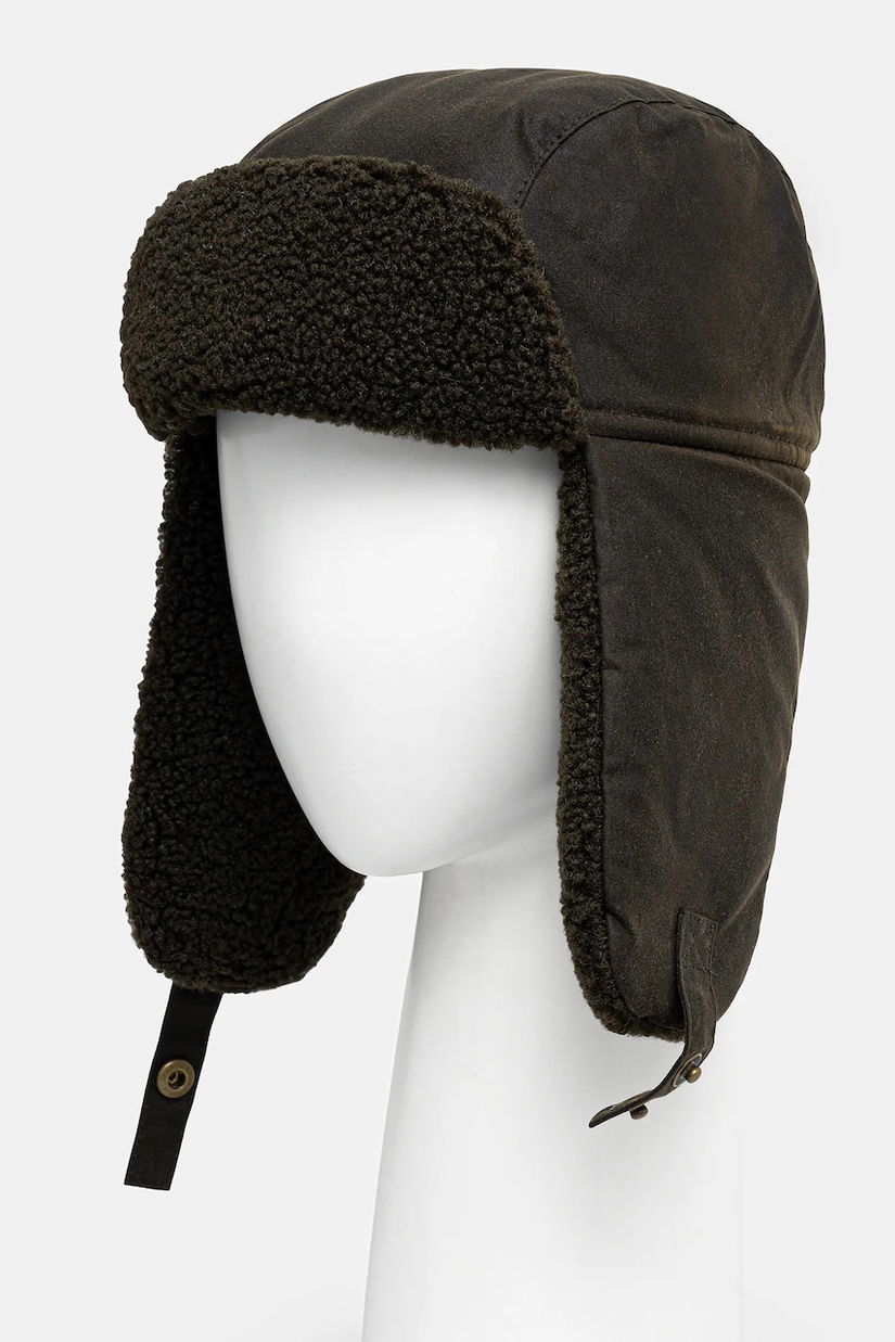 Barbour căciulă din bumbac Morar Wax culoarea maro, bumbac, din tesatura unia, MHA0710